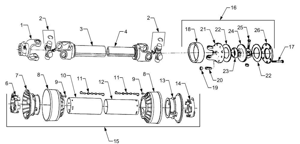 Pto Shaft Diagram and Parts List for 629 590100 Cub Cadet Tiller